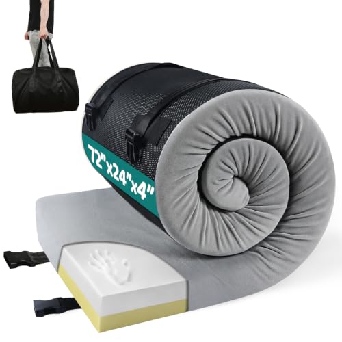 Cot 72x24x4 Inch Extra Thick Supportive Foam Camping Mattress with Travel Bag