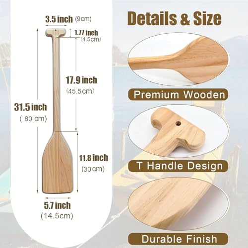 2.6ft Wooden Canoe Paddle Set - Handcrafted Pine Water Sports Oars