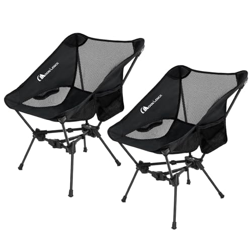 MOON LENCE Black 2 Pack Portable Camping & Backpacking Folding Chairs
