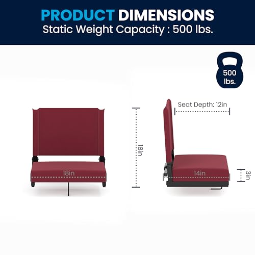 Ultra-Padded Portable Stadium Seat for Bleachers & Benches - Maroon, Set of 1