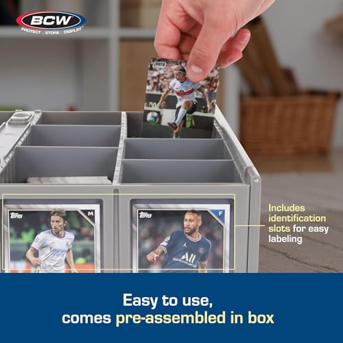 BCW 4 Pack Collectible Card Storage Bins Holds 3,200 Cards Stackable Grey