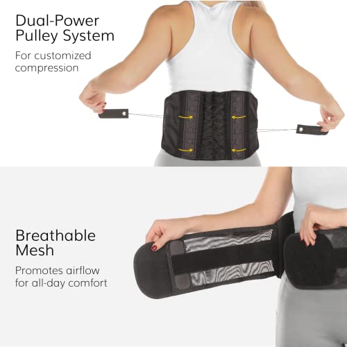 Adjustable Lumbar Support Belt for Lower Back Pain Relief, Fits 28-60" Waist