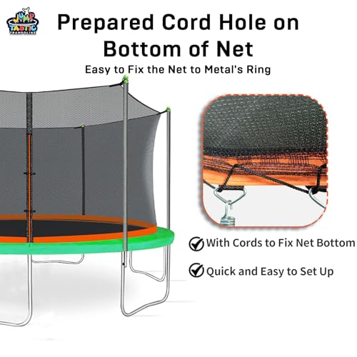 Jump Tastic 14Ft Trampoline Net Replacement with 6 Caps - Fits 14Ft Frame