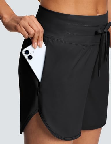 ISEEGZ 5-Inch Women’s Swim Board Shorts Large Black