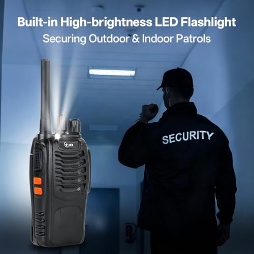 TIDRADIO 5.5-Mile Long Range Walkie Talkies with Upgrade Earpiece - 10 Pack FCC Certified