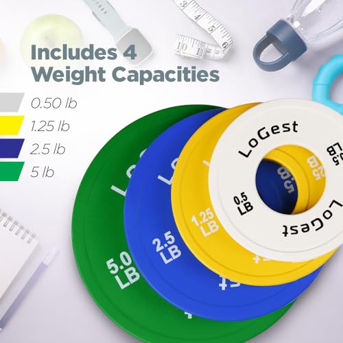 Logest Fractional Weight Plates Set 0.5-1.25-2.5-5 LB Rubber Coated for Olympic Bars