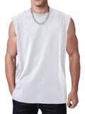 X-Large Men's Workout Tank Top Sleeveless Muscle Shirt for Gym & Beach - SnowElve White Acid Wash