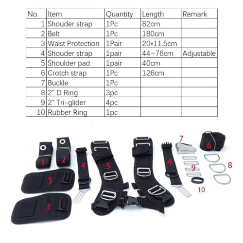 Diving Backplate Harness System with Adjustable Straps & Removable Shoulder Pads