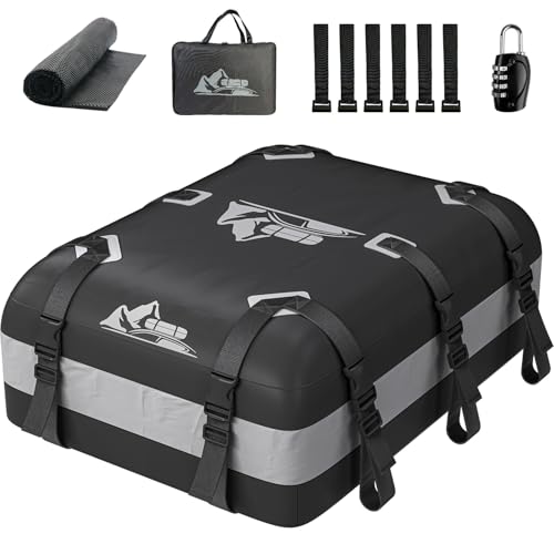 Gray 20Cu.Ft Car Rooftop Cargo Carrier Bag - Weatherproof SUV & Vehicle Storage