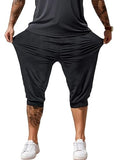 Men's Black Large Capri Jogger Pants - 3/4 Length Sports Shorts