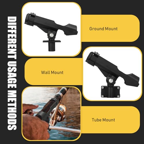 Fishing Rod Holders for Boat - Adjustable 360 Swivel Set of 6