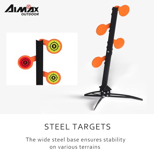 Aimax Outdoor AR500 Steel Dueling Tree Target Kit with 4 Paddles, Neon Orange