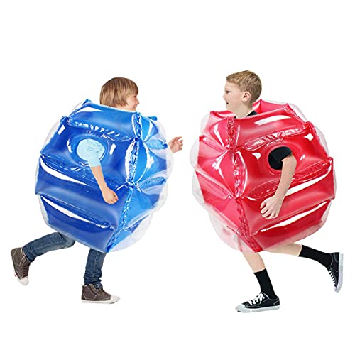 Kids Wearable Inflatable Sumo Balls Set - Bubble Bounce Ball for Outdoor Play, Red & Blue, 24 Inch, 2 Pieces