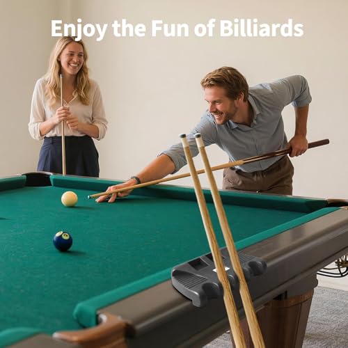 Black Pool Cue Holder with Chalk Holder - Heavy Duty Weighted Tabletop Cue Rack with Non-Slip Rubber Base - Billiard Stick Rest for Pool Table, Home Game Room, Bar, Pool Hall - 4 Holes