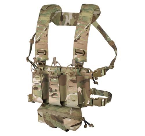 KRYDEX Camo Tactical Chest Rig Triple Mag Pouch Set with GP & Drop Pouch