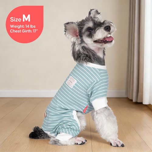 X-Small Striped Dog Pajamas - Soft Stretchy Onesie for Small Dogs, Green