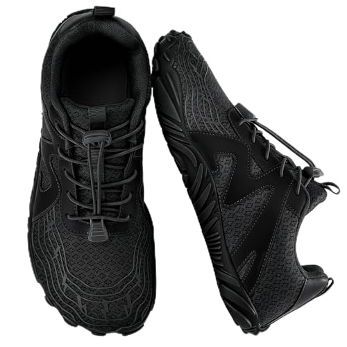 ELETON Water Shoes Men Women Hiking Wide Toe Zero Drop Black 8 Women / 6.5 Men