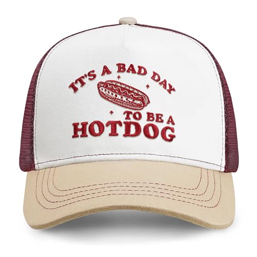 It's a Bad Day to Be a Hotdog Snapback Trucker Hat - Embroidered Mesh Baseball Cap for Men Women