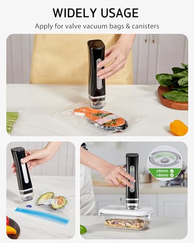 Compact Food Vacuum Sealer with Reusable Bags - Cordless & Portable