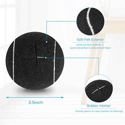 Black Precut Tennis Balls for Furniture Legs Bulk 100 Pcs Protect Floor