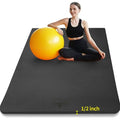 Large Black TPE Yoga Mat 6x4 Feet Extra Thick Non-Slip for Yoga Pilates Home Gym