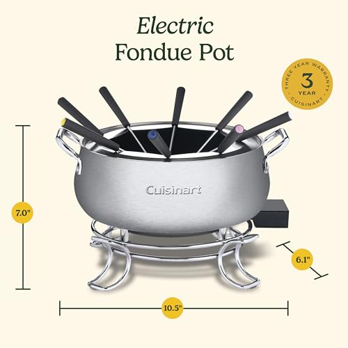 Electric Fondue Set with 3-Quart Nonstick Pot & 8 Forks - Adjustable Temperature
