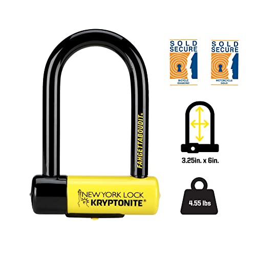 Kryptonite New York Fahgettaboutit Mini Bike U-Lock - Heavy-Duty 18mm Steel Shackle, High Security
