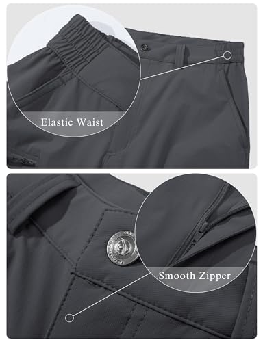 Men's Hiking Pants with 6 Pockets Water Resistant Ripstop Lightweight Quick Dry Dark Grey 34