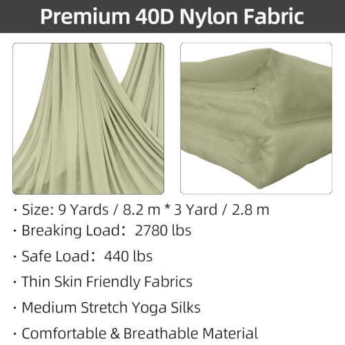 Aerial Silks Kit with SGS & CE Certification - 9 Yards, Budgreen Variation