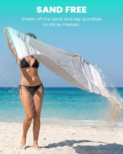 Antfuny Thick 6-Pack Turkish Beach Towels 72x36 Inch XL Sand-Free Quick Dry Multi-Use Set