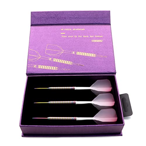 CUESOUL Pink Gem Stone 22g Steel Tip Tungsten Darts - Professional Dart Set