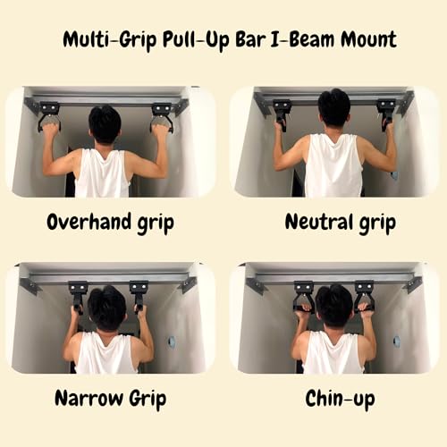 Heavy Duty Adjustable I-Beam Pull-Up Bar for Home Gym - Supports 400 lbs