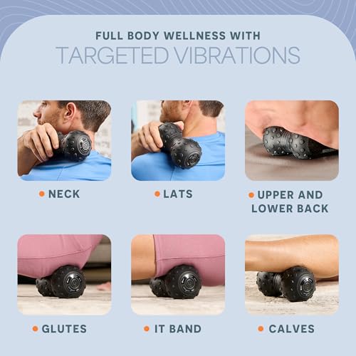 Black LifePro Velocity Vibrating Peanut Massage Ball - 4 Vibration Modes for Deep Tissue Relief