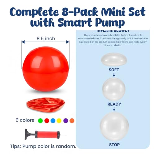 Inflatable Playground Balls Set - 8.5 Inch Sensory Bouncing Balls with Hand Pump - Medium