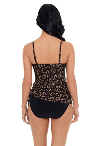 MagicSuit Women's Solid Alex V-Neck Tankini Top with Underwire & Adjustable Straps - Black/Brown
