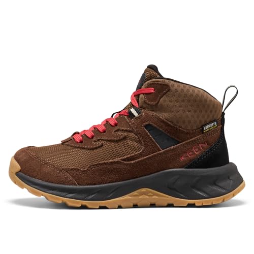 KEEN Unisex-Child Hightrail Mid Waterproof Hiking Boots - Dark Earth/Garnet, Size 13