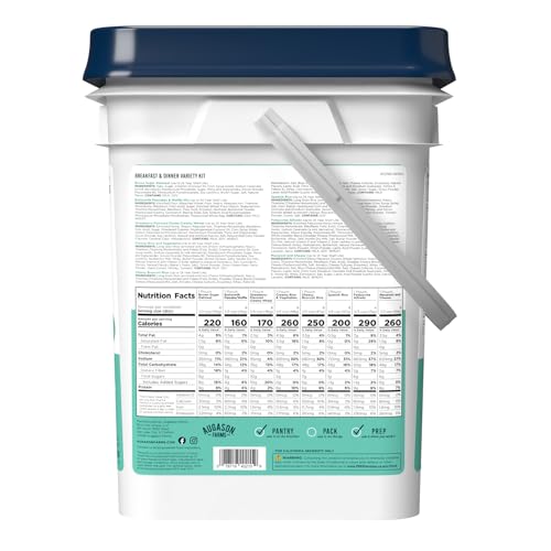 Augason Farms 13 Meal Deluxe Emergency Food Supply Pail - Long Shelf Life, Ready-to-Eat Breakfast & Dinner Varieties