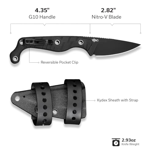 CIVIVI SOKN Fixed Blade Knife Black/Black Sheath 2.82" Nitro-V Steel Tactical Knife