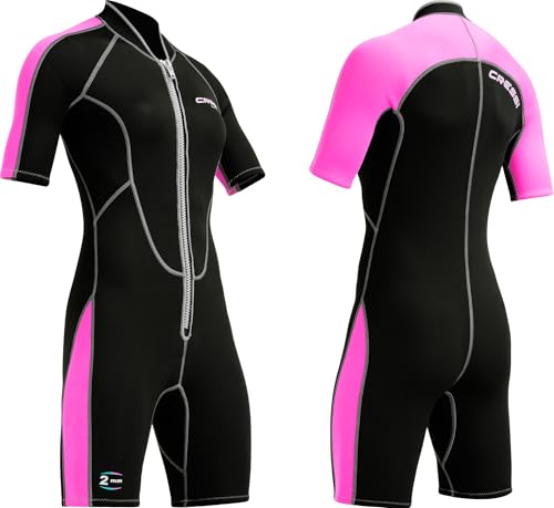 Cressi Lido Ladies 2mm Short Sleeve Wetsuit Black/Pink Medium