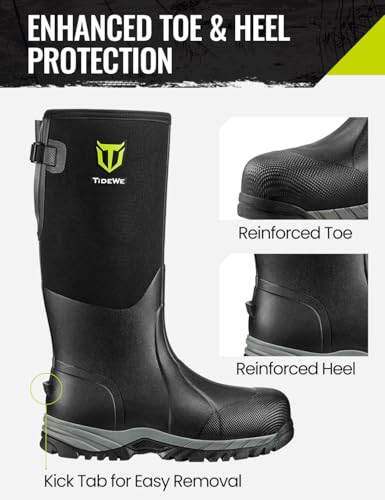 TIDEWE Men's Waterproof Neoprene Work Boots Black 8 / Size 7-13