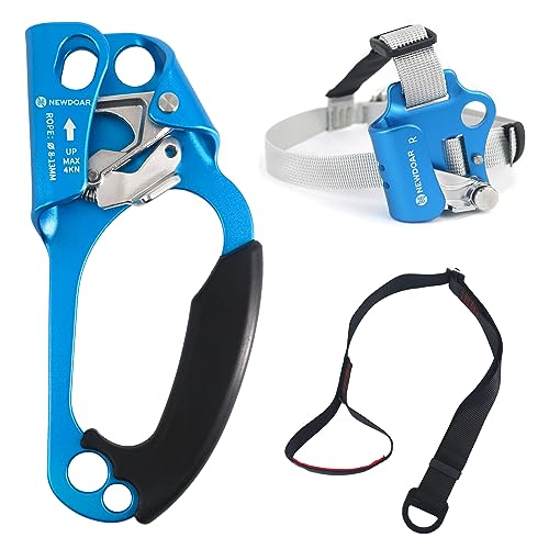 Blue NewDoar UIAA & CE Certified Climbing Hand Ascender Rope Clamp for 8-13mm Rope