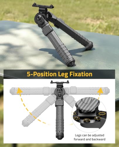 CVLIFE 30% Carbon Fiber Bipod 8-11 Inch Adjustable, Tilt & Swivel Head for Rifles