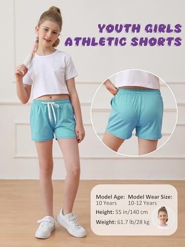 Youth Girls Athletic Shorts with Pockets - Soccer, Running, Yoga & Dance