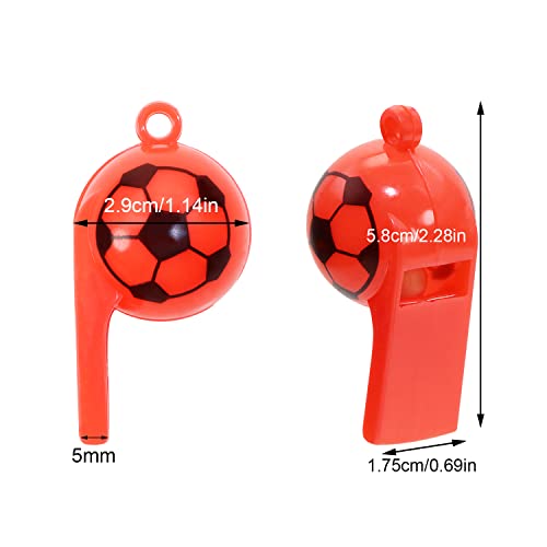 Sports Whistles with Lanyard 25 Pcs Soccer Pattern Loud Sound Party Favors - Mixed Colors