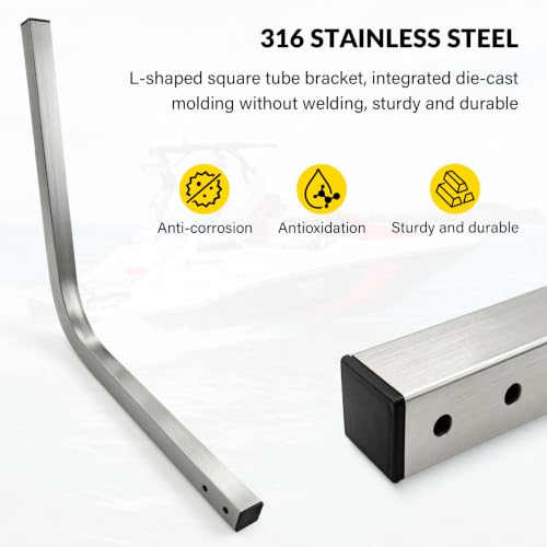 Boat Trailer Guide Bar 20'' Stainless Steel with Aluminum Alloy Square Tube, Anti Slip Rubber Sleeve