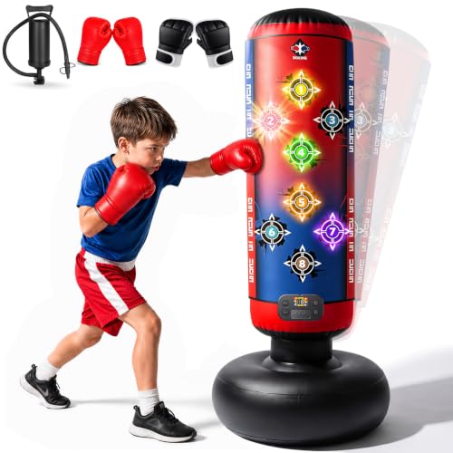 Kids Interactive Punching Bag with Lights, Music, and Scoring - 59.1 Inch