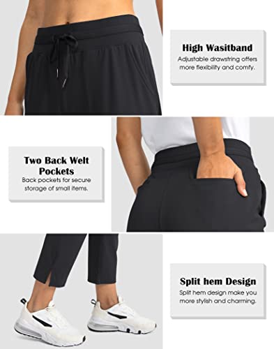 Soothfeel Women's High Waisted Golf Pants with 4 Pockets - Large Black