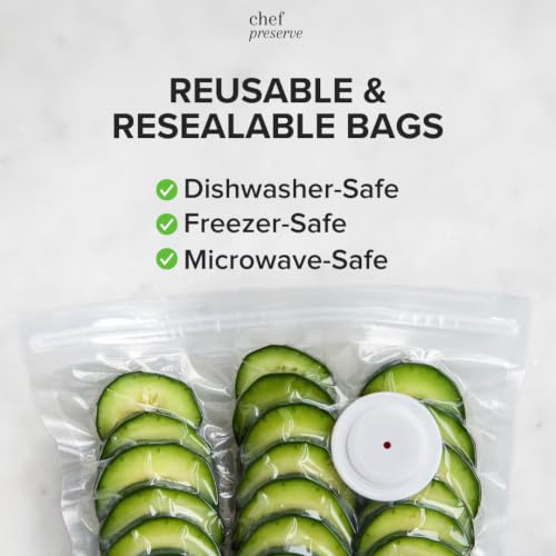 Chef Preserve Compact Handheld Vacuum Sealer with 30 Reusable Food Bags – Portable & Powerful Food Preservation Machine