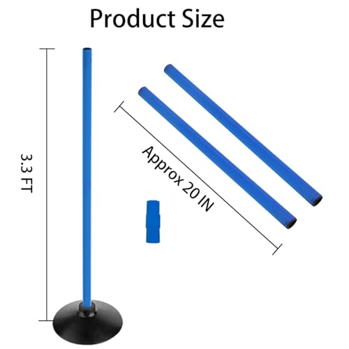 6 Pack 3.3 FT Soccer Agility Poles Set with Rubber Bases - Speed & Training Equipment
