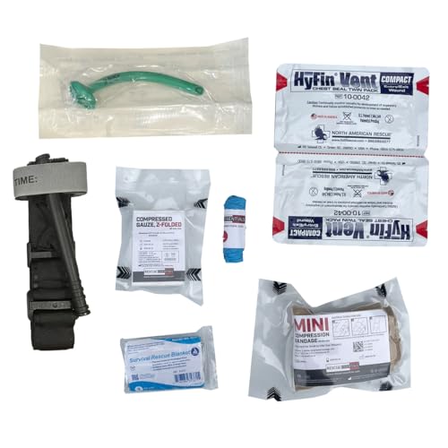 Rescue Essentials Black Mini Rip-Away IFAK First Aid Kit with Contents
